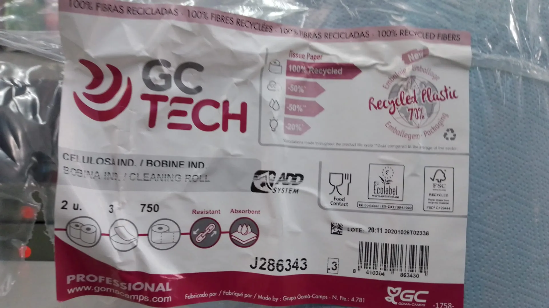 PAPEL LIMPEZA FOLHA TRIPLA AZUL J286343 750 SERVICOS  (ROLO)
